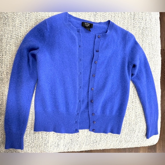 Lord & Taylor Sweaters - Lord & Taylor Perwinkle 100% Cashmere  Button Down Cardigan Petite Small
